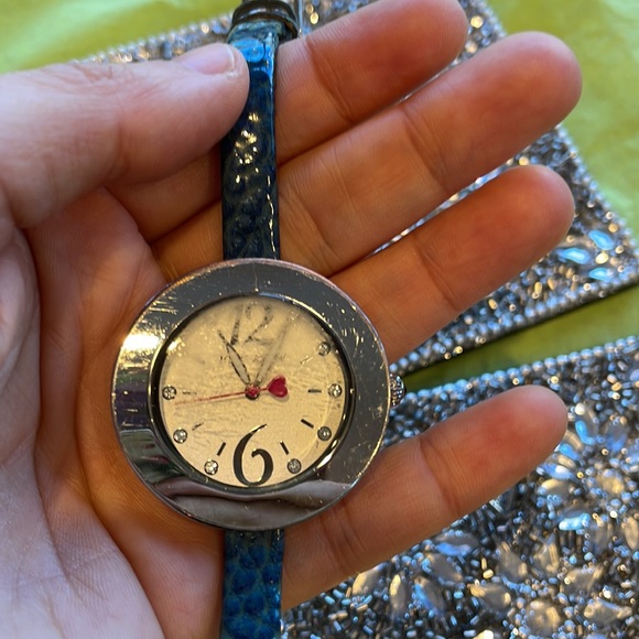 Betsey Johnson Women’s Blue Leather Watch | Thin Strap *Needs Battery - Picture 2 of 7